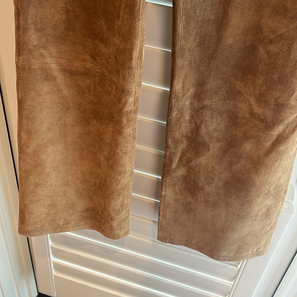 Real suede tan size 6-8 pants no tag - Picture 3 of 4
